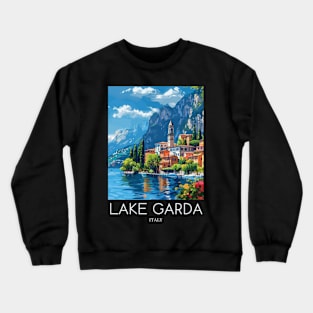 A Pop Art Travel Print of Lake Garda - Italy Crewneck Sweatshirt